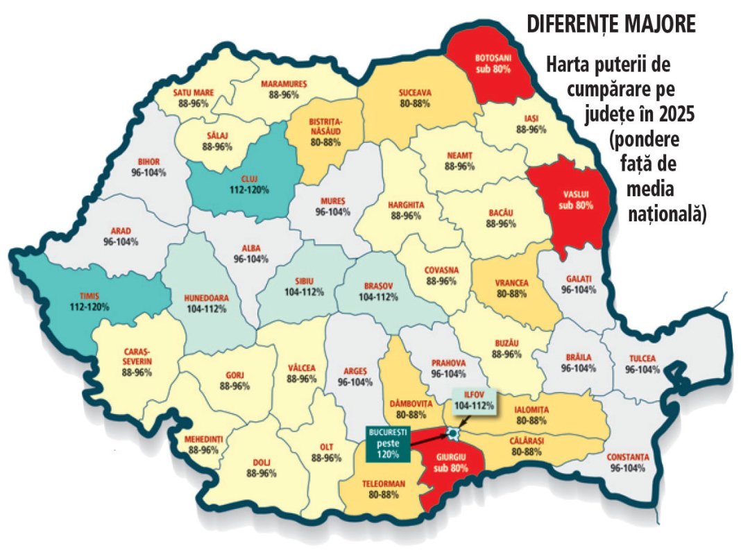 Impactul autostrăzilor: Harta capacității de cumpărare ilustrează modul în care se diminuează discrepanța, în timp ce Moldova, regiunea cea mai săracă, recuperează teren